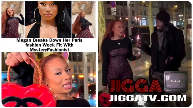 Megan Thee Stallion being interviewed for MysteryFashionist in Paris.