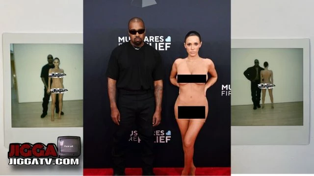 Kanye West and his wife Bianca Censori on the Grammys red carpet.